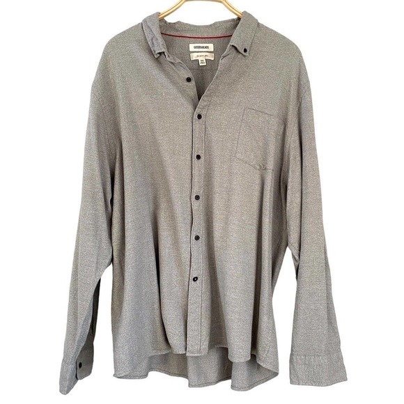Goodthreads Men's XXXL Button Up Shirt Gray Brushed Flannel Slim Fit 100% COTTON - Picture 1 of 6